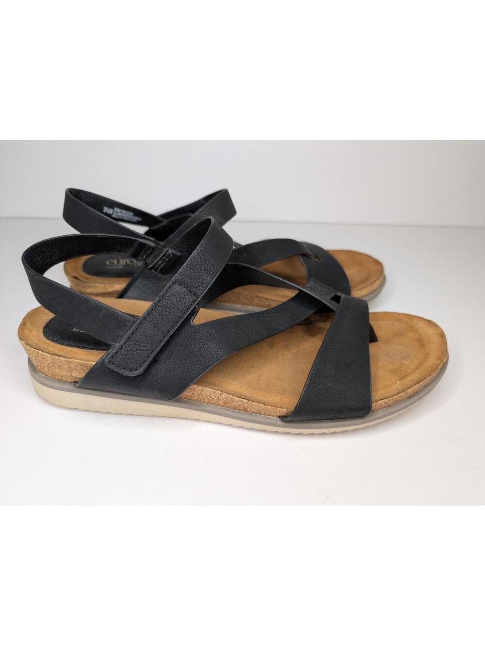 Sofft Euro Soft Black Strap Sandals SZ 9.5M Womens - Picture 2 of 8